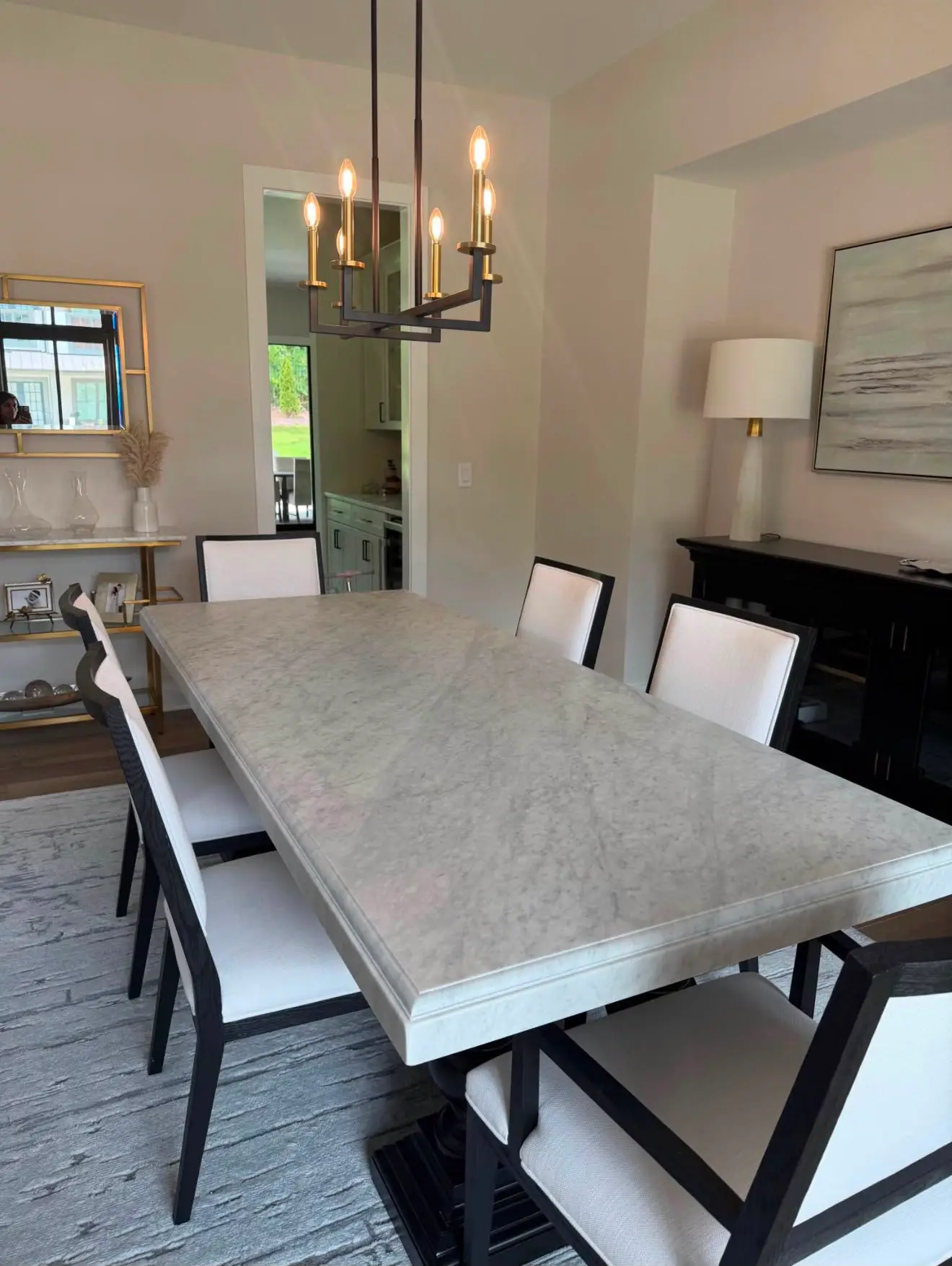 Marble dining table prepared for nationwide specialty shipping by Torodo